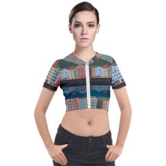 Traveling Travel Tourism Vacation Short Sleeve Cropped Jacket by Simbadda