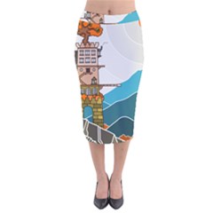 Art Artwork Drawing Painting Velvet Midi Pencil Skirt by Simbadda