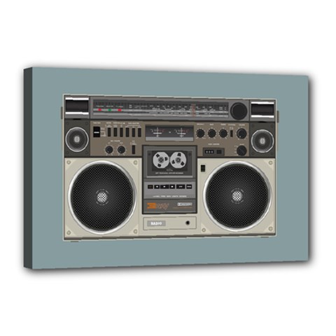 Radio Cassette Speaker Sound Audio Canvas 18  X 12  (stretched) by Simbadda