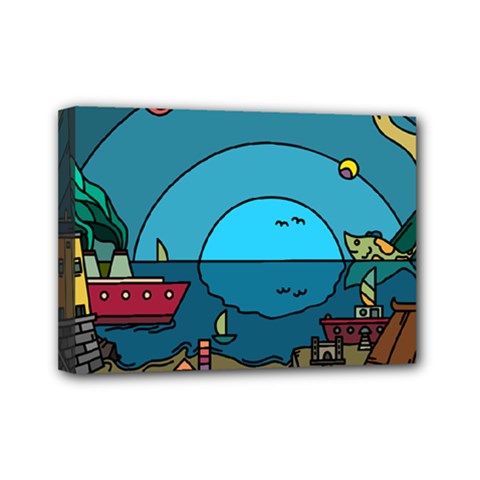Artwork Art Kids Design Creative Mini Canvas 7  X 5  (stretched) by Simbadda