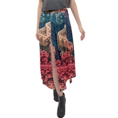 Fractals 3d Graphics Designs Velour Split Maxi Skirt by Simbadda