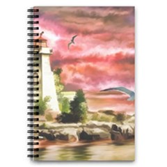 Lighthouse Ocean Sunset Seagulls 5 5  X 8 5  Notebook by Sudhe