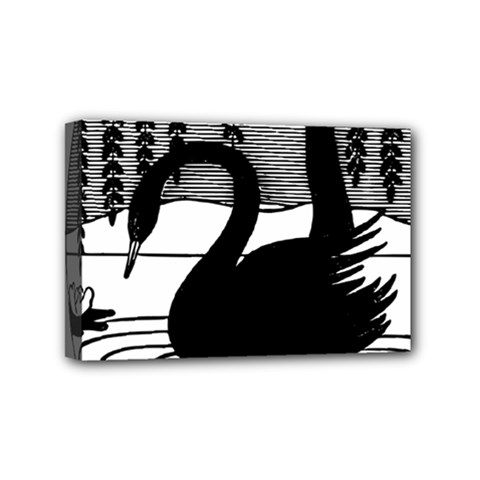 Vintage Swan Bird Nature Water Mini Canvas 6  X 4  (stretched) by Sudhe