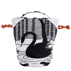 Vintage Swan Bird Nature Water Drawstring Bucket Bag by Sudhe