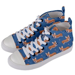 Corgi Patterns Women s Mid-top Canvas Sneakers by Sudhe