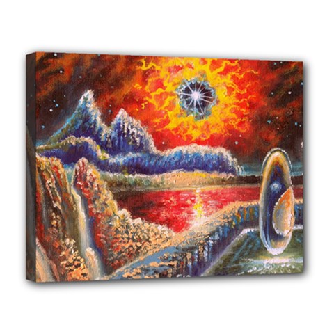 Sci Fi  Landscape Painting Canvas 14  X 11  (stretched) by Sudhe
