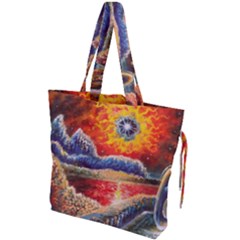 Sci Fi  Landscape Painting Drawstring Tote Bag by Sudhe