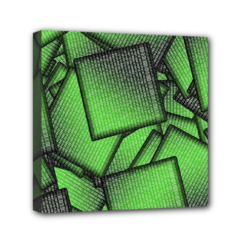 Binary Digitization Null Green Mini Canvas 6  X 6  (stretched) by HermanTelo