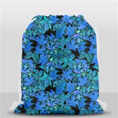 Fall Leaves Blue Drawstring Bag (small) by bloomingvinedesign