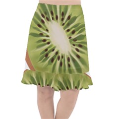 Kiwi Fruit Fresh Green Tasty Food Fishtail Chiffon Skirt by Simbadda