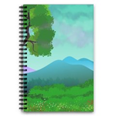 Landscape Illustration Nature Tree 5 5  X 8 5  Notebook by Simbadda
