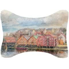 Architecture City Buildings River Seat Head Rest Cushion by Simbadda