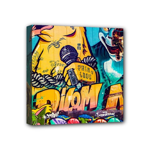 Graffiti Street Art Mountains Wall Mini Canvas 4  X 4  (stretched) by Simbadda