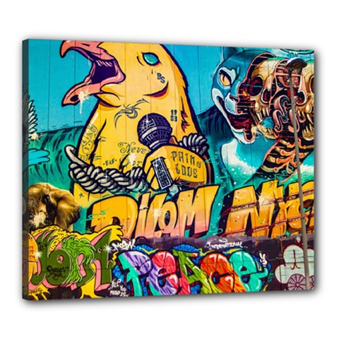 Graffiti Street Art Mountains Wall Canvas 24  X 20  (stretched) by Simbadda