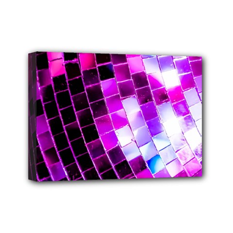 Purple Disco Ball Mini Canvas 7  X 5  (stretched) by essentialimage