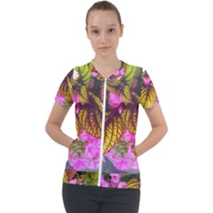 Coleus & Petunia Short Sleeve Zip Up Jacket by Riverwoman
