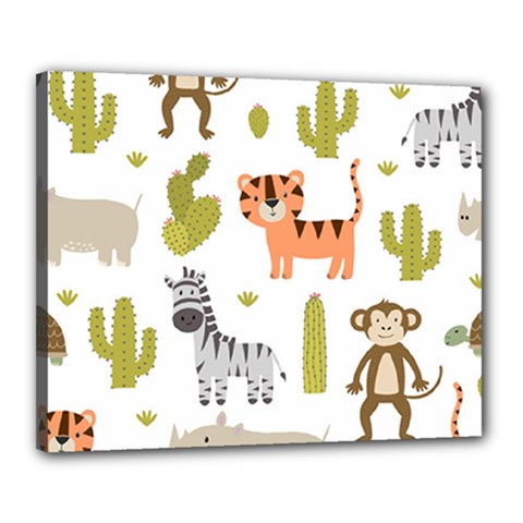 Cute Safari Animals Seamless Pattern Canvas 20  X 16  (stretched) by Vaneshart