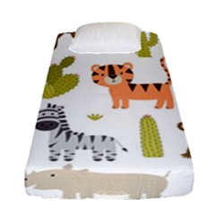 Cute Safari Animals Seamless Pattern Fitted Sheet (single Size) by Vaneshart