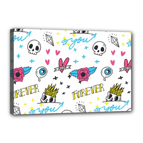 Emo Teens Doodle Seamless Canvas 18  X 12  (stretched) by Vaneshart