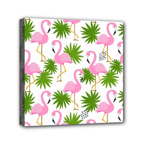 Seamless Pattern With Cute Flamingos Mini Canvas 6  X 6  (stretched) by Vaneshart