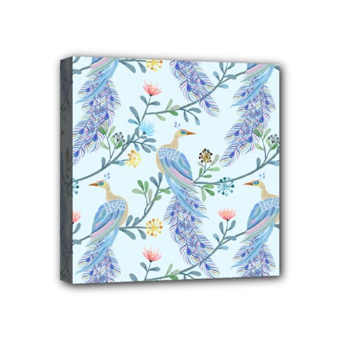 Beautiful Peacock Seamless Pattern Mini Canvas 4  X 4  (stretched) by Vaneshart