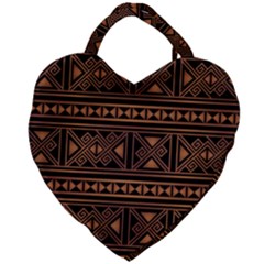 Colorful Bright Ethnic Seamless Striped Pattern Background Orange Black Colors Giant Heart Shaped Tote by Vaneshart