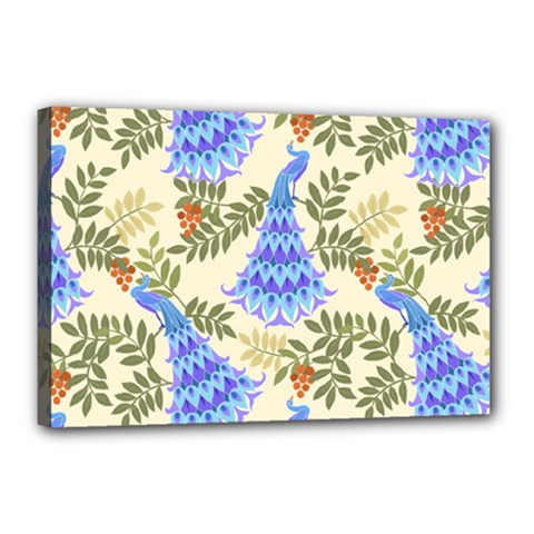 Peacock Vector Design Seamless Pattern Fabri Textile Canvas 18  X 12  (stretched) by Vaneshart