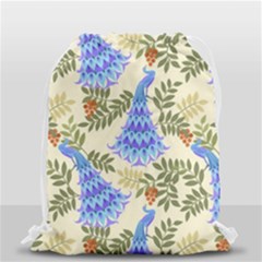 Peacock Vector Design Seamless Pattern Fabri Textile Drawstring Bag (small) by Vaneshart