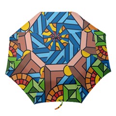 Colorful Geometric Mosaic Background Folding Umbrellas by Vaneshart