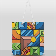 Colorful Geometric Mosaic Background Full Print Rope Handle Tote (large) by Vaneshart