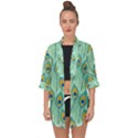Lovely Peacock Feather Pattern With Flat Design Open Front Chiffon Kimono View1