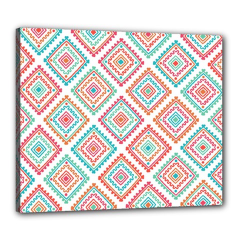 Ethnic Seamless Pattern Tribal Line Print African Mexican Indian Style Canvas 24  X 20  (stretched) by Vaneshart