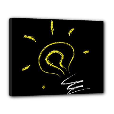 Bulb Light Idea Electricity Canvas 14  X 11  (stretched) by HermanTelo