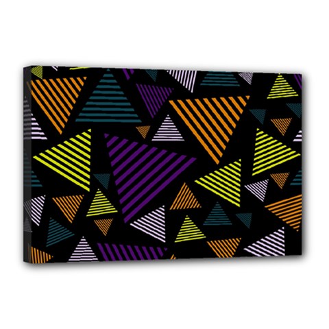 Abstract Pattern Design Various Striped Triangles Decoration Canvas 18  X 12  (stretched) by Vaneshart