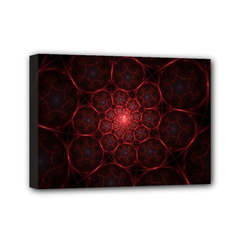 Fractal Spiral Depth Light Red Swirling Lines Mini Canvas 7  X 5  (stretched) by Vaneshart