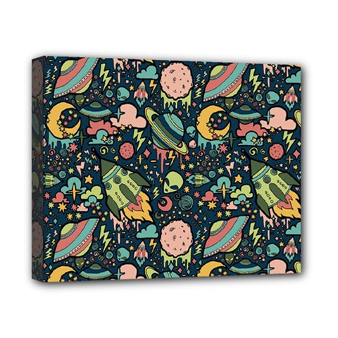 Texture Patterns Aliens Rockets Space Canvas 10  X 8  (stretched) by Vaneshart