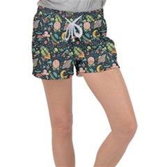 Texture Patterns Aliens Rockets Space Women s Velour Lounge Shorts by Vaneshart