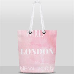 Paris, London, New York Full Print Rope Handle Tote (small) by Lullaby