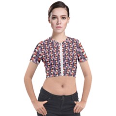 Pattern Abstract Fabric Wallpaper Short Sleeve Cropped Jacket by Simbadda