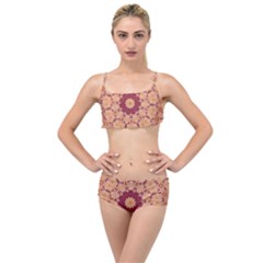Abstract Art Abstract Background Brown Layered Top Bikini Set by Simbadda