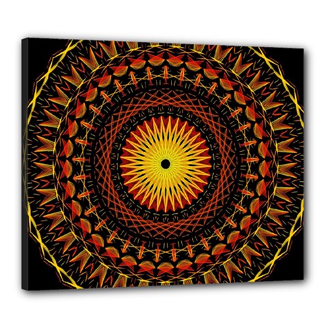 Spiral Pattern Circle Neon Psychedelic Illustration Design Symmetry Shape Mandala Canvas 24  X 20  (stretched) by Vaneshart