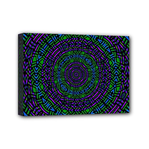 Texture Pattern Line Colorful Circle Art Background Design Decorative Symmetry Style Shape  Mini Canvas 7  X 5  (stretched) by Vaneshart