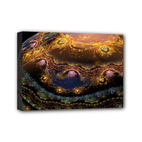 Fractal Cg Computer Graphics Sphere Fractal Art Water Organism Macro Photography Art Space Earth  Mini Canvas 7  X 5  (stretched) by Vaneshart