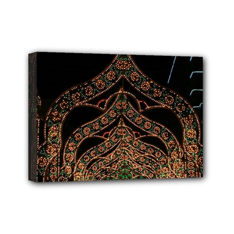 Light Night Christmas Christmas Decoration Symmetry Fantasia Oropesadelmar Castelln Iluminacin Bombi Mini Canvas 7  X 5  (stretched) by Vaneshart