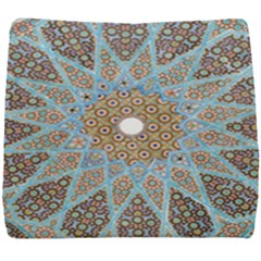Vintage Flower Floral Pattern Line Tile Circle Art Design Symmetry Mosaic Culture Dome Shape Persian Seat Cushion by Vaneshart