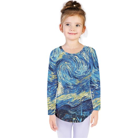 Starry Night Kids  Long Sleeve Tee by Vaneshart