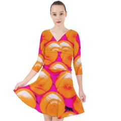 Pop Art Tennis Balls Quarter Sleeve Front Wrap Dress by essentialimage