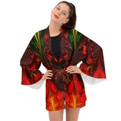 Digital Arts Fractals Futuristic Long Sleeve Kimono by Wegoenart