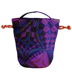 Background Silky Geometric Fractal Drawstring Bucket Bag by Wegoenart