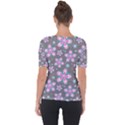Seamless Pattern Flowers Pink Shoulder Cut Out Short Sleeve Top View2